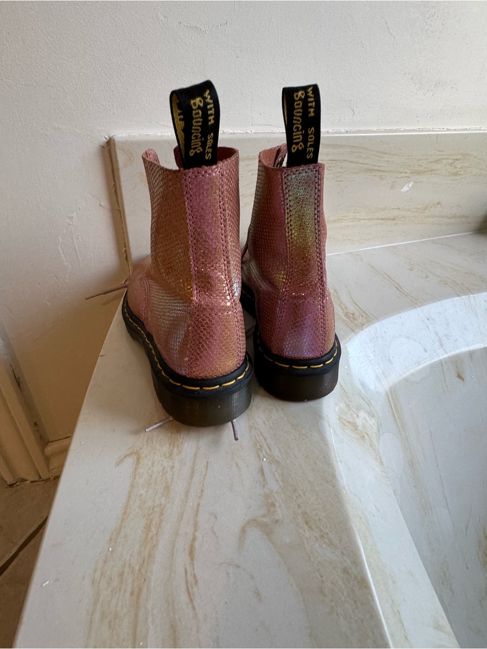Dr. Martens Pink Iridescent Lace-Up Boots - Picture 6 of 8